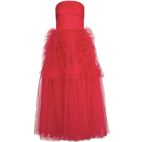 Strapless Ruffle- Trimmed Gown - Picture 3 of 5